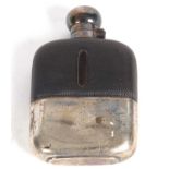 Late Victorian spirit flask hallmarked silver lancet fitting with pull off silver cup, initialled,