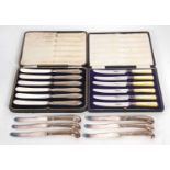 Six silver pistol handled tea knives, Sheffield 1913, makers mark John Biggins Ltd, cased set of six