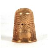 A vintage yellow metal thimble (a/f) tests for 9ct gold, 5.1 grms