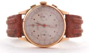 A Formida anti-magnetic yellow metal chronograph gents wristwatch, the watch is stamped 18k and