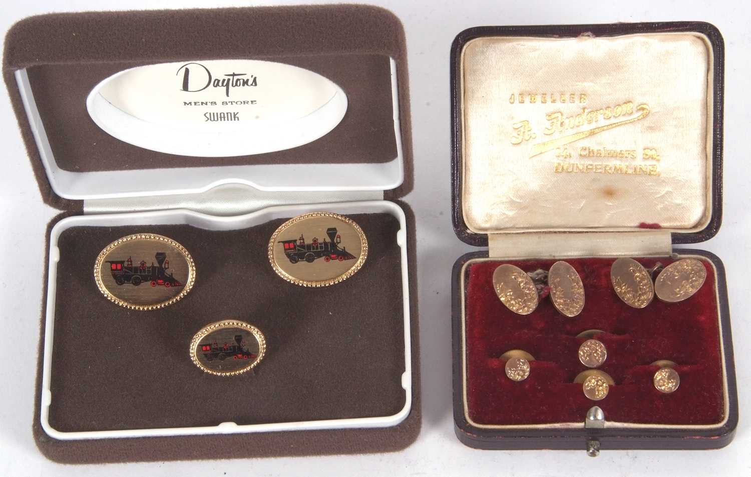 Mixed Lot: Two 9ct gold fobs, one engraved to the back, 5.0gms, a siver gilt and enamel athletics - Image 3 of 3