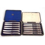 A cased set of six silver pistol handled knives, Sheffield 1911, James Dixon & Sons Ltd, together