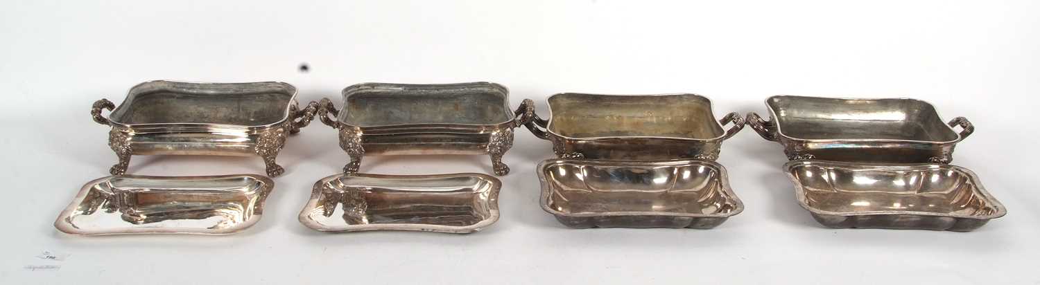 A pair of Old Sheffield plated chaffing/warming dishes of typical form with plain lift off trays, - Image 4 of 6