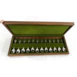 A set of 12 Silver Royal Horticultural Society Spoons. Hallmarked for Sheffiled 1973 John Pinches