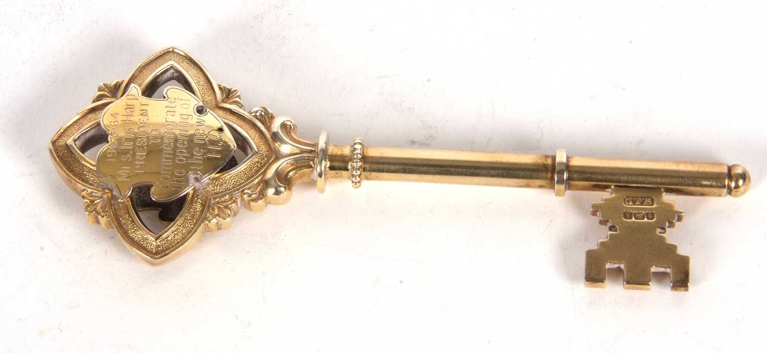 A George V silver/gilt ceremonial key engraved both sides, the Southend Westcliff and District - Image 3 of 7