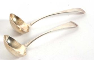 A pair of George III silver sauce ladles with Old English pattern, hallmarked London 1808, makers