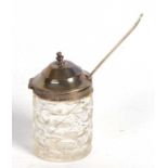 Mixed Lot: Victorian glass mustard with hallmarked hinged lid and collar, London 1884 together