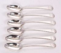 Six Edwardian Old English pattern teaspoons, initialled, hallmarked Sheffield 1909, makers mark