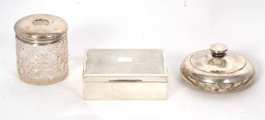 Mixed Lot: Elizabeth II silver cigarette box, Birmingham 1964, makers mark for the Harman Bros, a