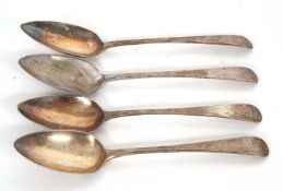 Four George III Old English pattern tablespoons, hallmarked for London 1810, makers mark for Peter &