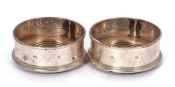A pair of Elizabeth II silver and treen bottle coasters, Birmingham 1994, makers mark Harrison &