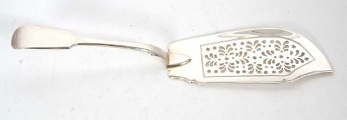 Victorian Newcastle silver fiddle pattern fish slice of typical form, the pierced blade with a