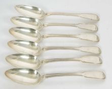 Six George III silver fiddle and thread pattern tablespoons, London 1819, makers mark William Ely