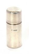 An antique silver shaving stick holder of plain cylindrical form with pull off lid, hallmarked