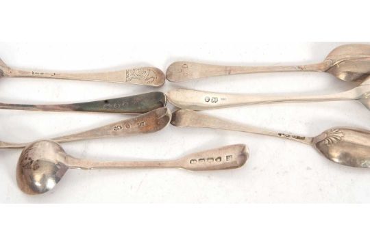 Mixed Lot: Five Georgian silver teaspoons, various dates and makers together with a hallmarked - Image 4 of 5