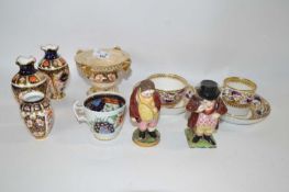 A group of Crown Derby porcelain including a pastille burner, 19th Century cup and saucer, further