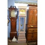 18th Century thirty hour long case clock movement set in a modern architectural limed oak case
