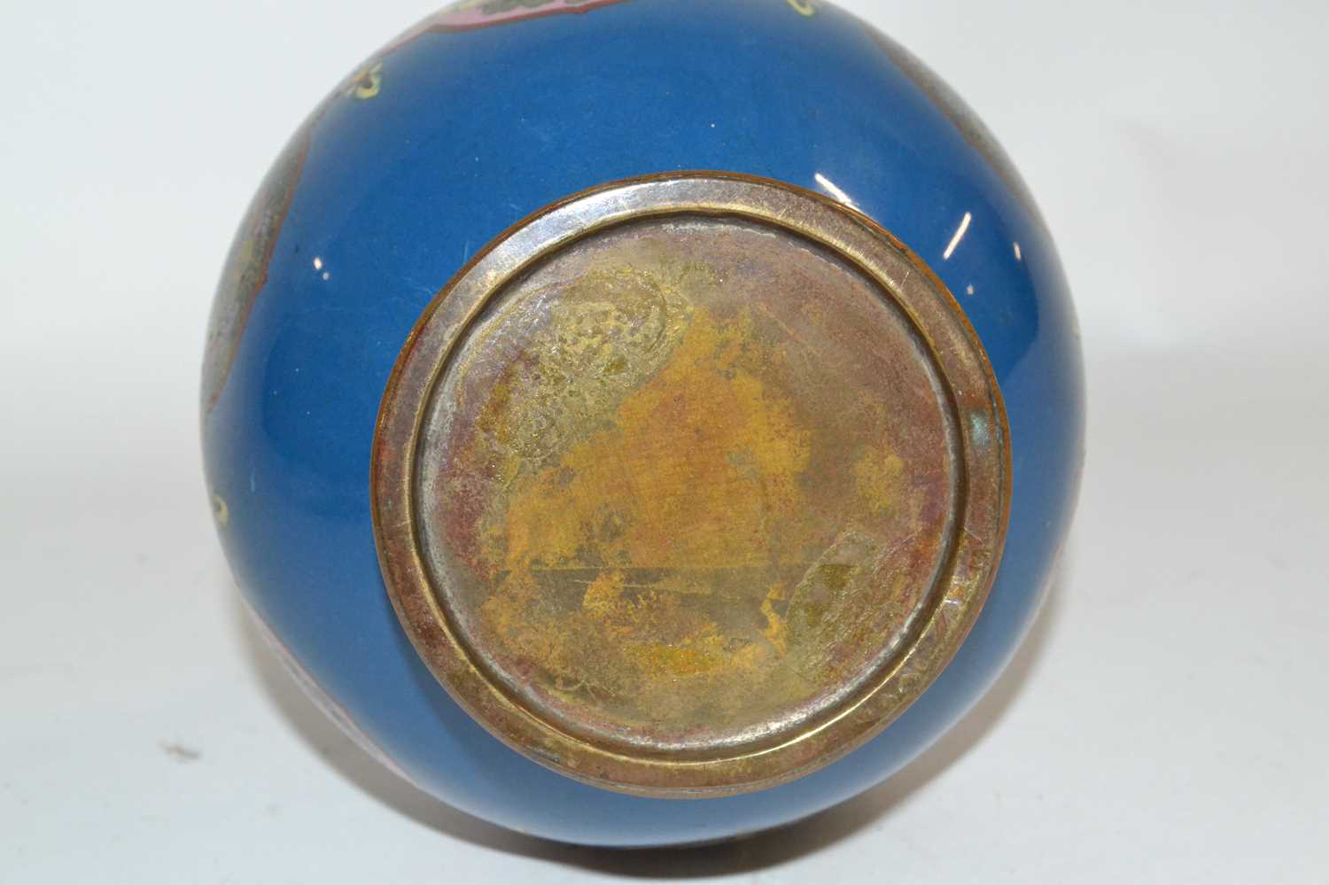 A Cloisonne decorated vase, early 20th Century, 24cm high bruise to one side with 1cm approx - Image 4 of 4