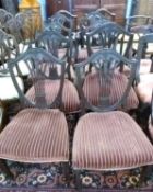 Set of eight Georgian style mahogany dining chairs with wheatsheaf decoration