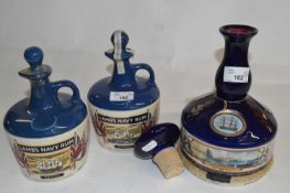 Three decanters of rum: to include Pussers 'Trafalgar Bicentenary' ships decanter, HMS Victory,