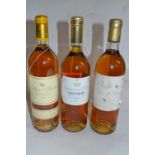 Chateau d'Yquiem Lur-Saluces 1998, Les Cypris de Climens 1984 and Couronne d'Or Sauternes 2006, (3)