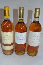 Chateau d'Yquiem Lur-Saluces 1998, Les Cypris de Climens 1984 and Couronne d'Or Sauternes 2006, (3)