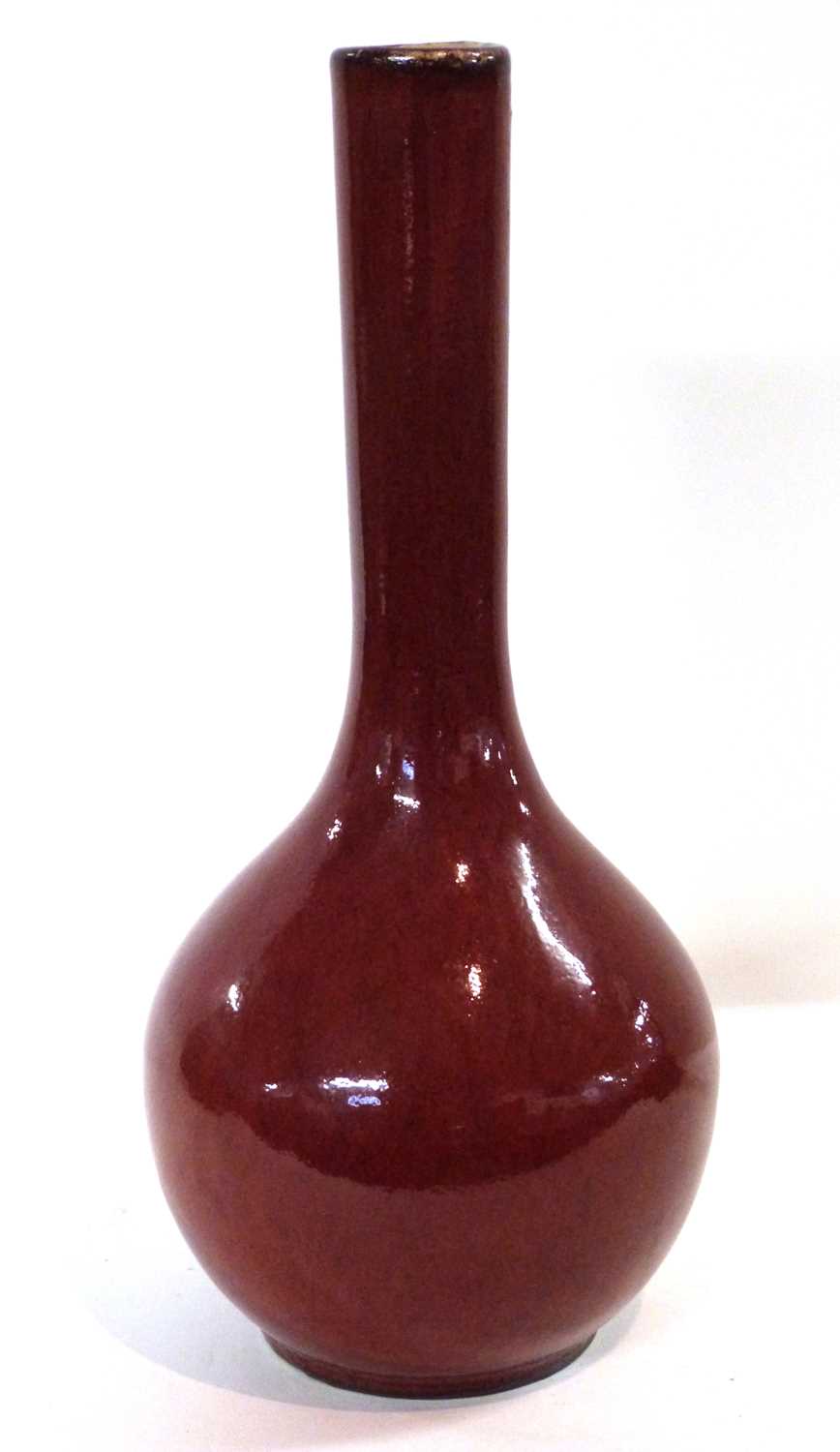 A Chinese flambe bottle vase, in a sdb glaze, 33cm high