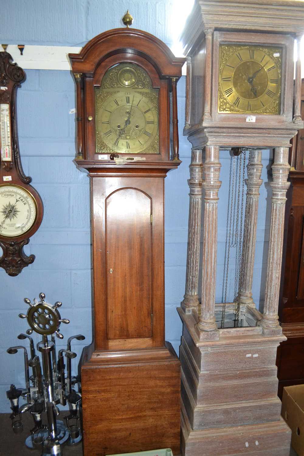 R Henderson, Scarborough (Yorkshire), a Georgian long case clock with arche brass dial with