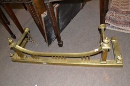 19th Century brass fire fender with dipped front rail, 120cm wide