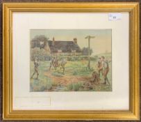Attributed to Maud Naftel ARWS (British,1856-1890) Victorian children play cricket, watercolour,