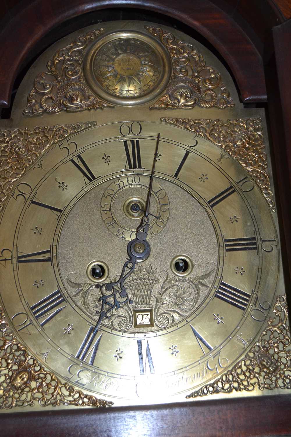 R Henderson, Scarborough (Yorkshire), a Georgian long case clock with arche brass dial with - Image 2 of 2