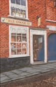 A.D. Cook (British, 20th century), The Blue Goose Quilt Shop, Elm Hill, Norwich, pastel, dated 1993,