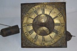 John Wyld, Nottingham, a Georgian brass long case clock movement with 12" square face and thirty