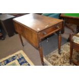late Georgian mahogany Pembroke table with end drawer and turned legs, 91cm wide