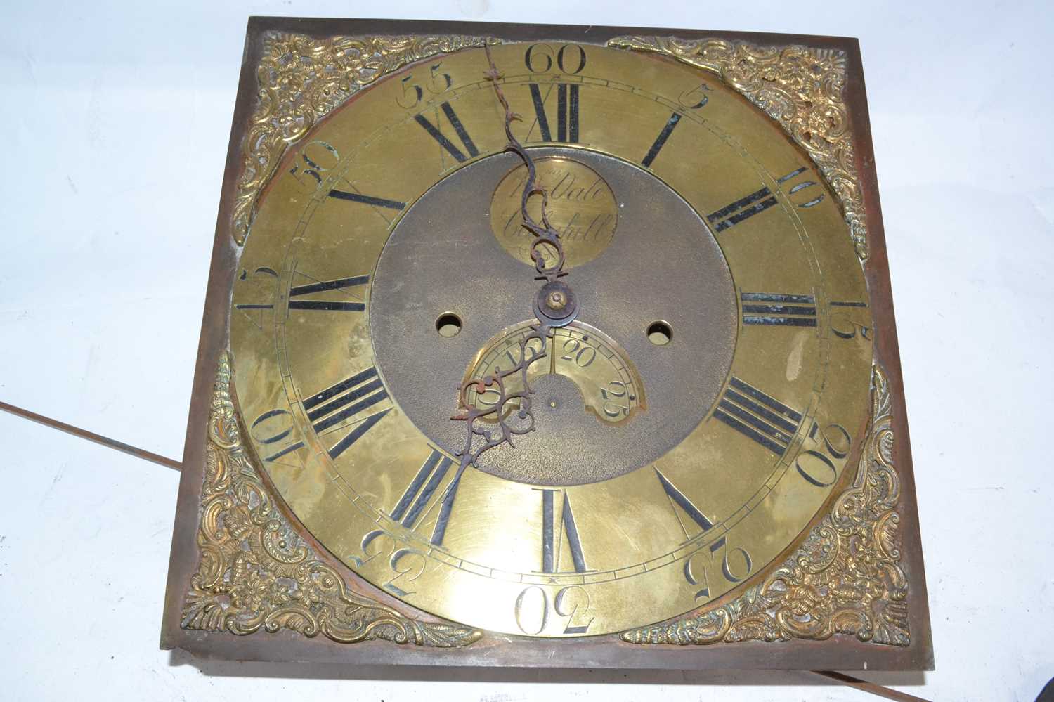 William Vale, Coles Hill (Warwickshire), a Georgian brass long case clock movement with 12" square - Image 2 of 3