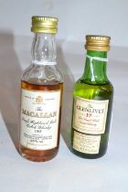 A miniature bottle of Macallan Single Highland Malt Scotch Whisky, 1963, together with a miniature