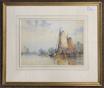 Frederick James Aldridge RA RBA RHA (1850-1933), Fishing Boats on a River, watercolour, signed and