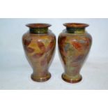 A pair of Royal Doulton natural foliage ware vases of baluster form, 28cm high Good condition no