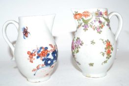 Two Lowestoft porcelain sparrow beaks, circa 1780, one of Curtis design of flowers the other with