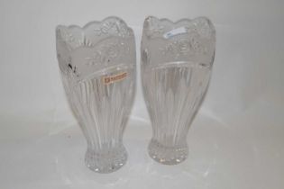 A pair of cut glass Art Nouveau style vases manufactured by Nachtmann, 26cm high