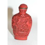 Carved cinnabar lacquer scent bottle