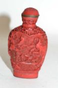 Carved cinnabar lacquer scent bottle