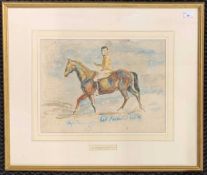 Follower of Sir Alfred Munnings (1878-1959), Horse Rider, watercolour, signed, 34x45cm, framed and