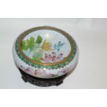 A modern Cloisonne bowl and stand, the bowl decorated with a floral design, 18cm high