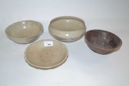 Group of four Chinese pottery bowls, possibly Song Dynasty, largest 17cm diameter
