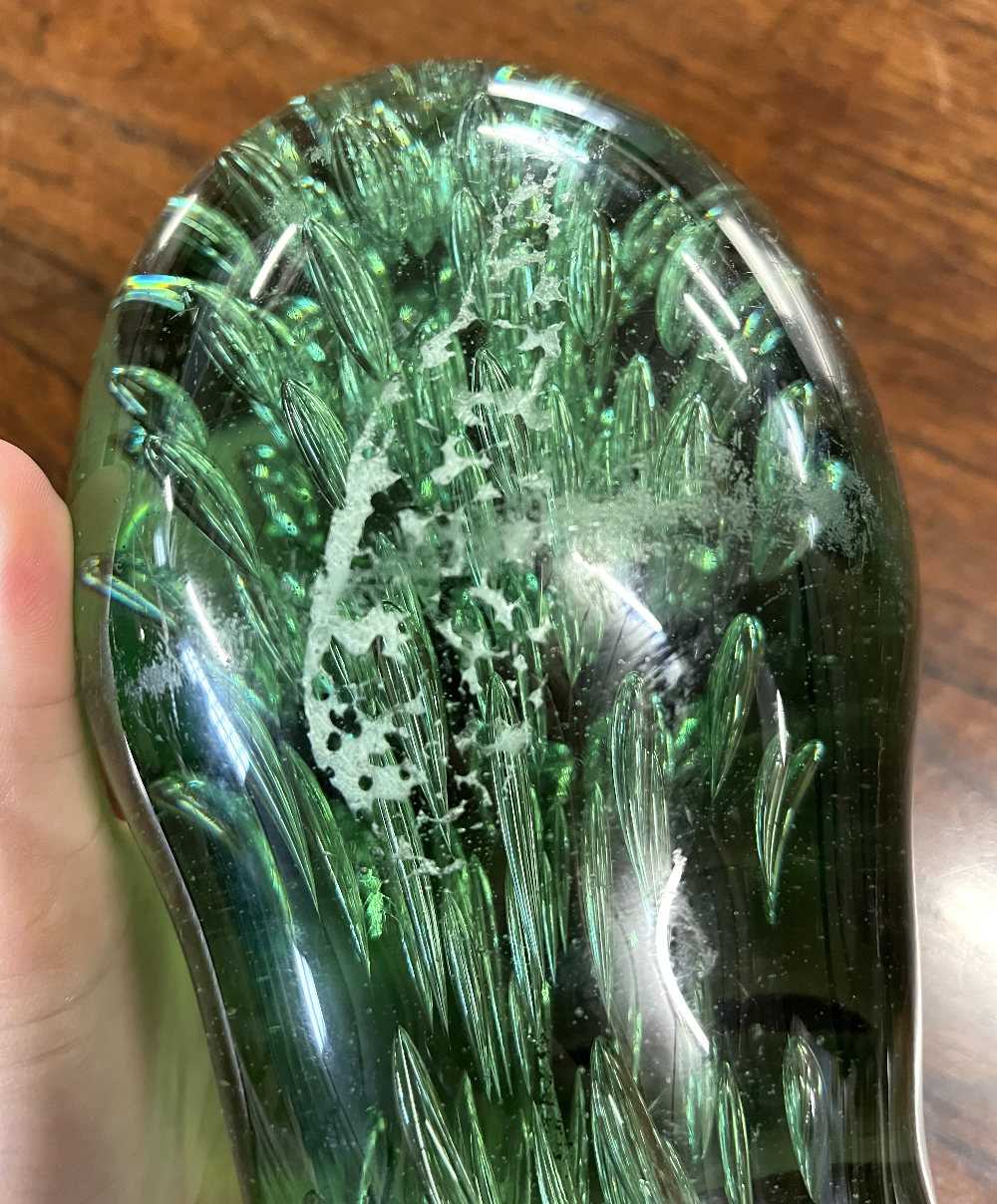 A large Victorian dump paperweight, green glazed of typical shape and form - Image 6 of 9