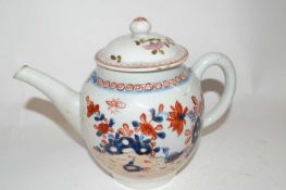 A Lowestoft porcelain teapot decorated in Redgrave style with the two bird pattern together with a