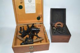 A boxed Sextant No 67009 from the Hezzanith Instrument Works, London with certificate of examination
