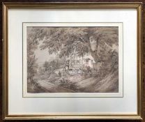 Rev James Bourne (1773-1854), "Farncombe, Surrey", pencil and brown wash, bears no signature on