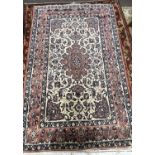 A 20th Century Isfahan silk rug in pink blue and cream, 232 x 144cm (Item 65 on vendor list)